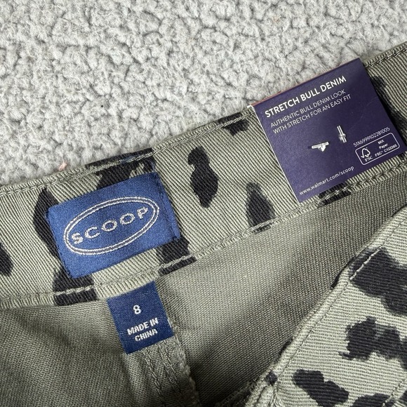 Scoop Barrel Jeans Womens 8 High Waisted Wide Leg Baggy Green Leopard Print NWT - Picture 4 of 12